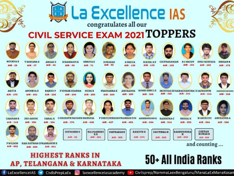 La Excellence IAS Academy Bags Top 50+  All India Ranks in UPSC 2021